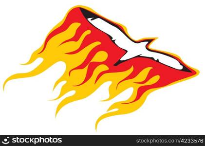 Seagull with fire. Vector illustration.