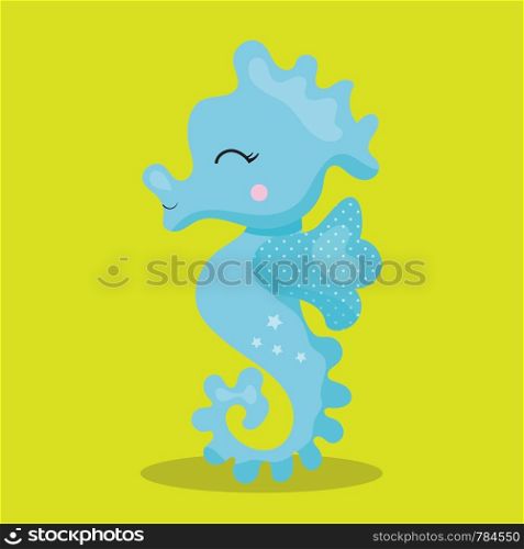 seahorse, blue, 03, Vector, illustration, cartoon, graphic, vectors, ill