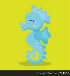 seahorse, blue, 03, Vector, illustration, cartoon, graphic, vectors, ill