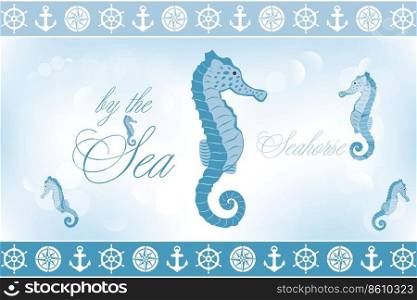 Seahorse by the sea illustration - available as jpg and eps-file