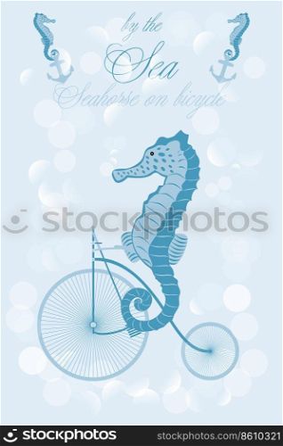 Seahorse on bicycle  illustration - available as jpg and eps-file
