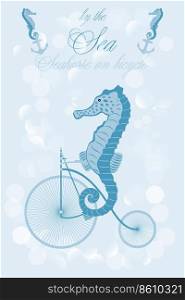 Seahorse on bicycle  illustration - available as jpg and eps-file