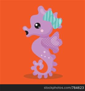 seahorse, with, ribbon, 04, Vector, illustration, cartoon, graphic, vect