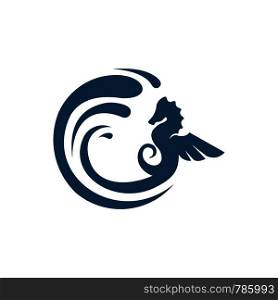 Seahorses and a water logo template