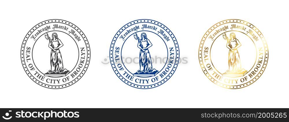 Seal of Brooklyn. Badges of Brooklyns. Boroughs of New York City. Vector illustration