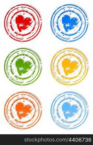 Seal of love2. Set of icons a stamp heart. A vector illustration