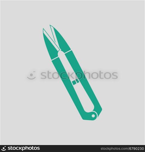 Seam ripper icon. Gray background with green. Vector illustration.