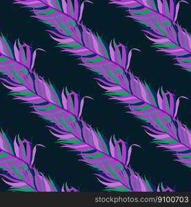 Seam≤ss pattern with feathers. Abstract troπcal palm≤aves. Design for fabric, texti≤pr∫, wrapπng paper, cover. Vector illustration. Seam≤ss pattern with feathers. Abstract troπcal palm≤aves.