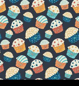 Seamlees vector cupcake pattern (party design). Seamlees vector cupcake pattern