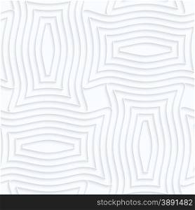 Seamless 3D background. White quilling paper. Realistic shadow and cut out of paper effect. Geometrical pattern.Quilling paper pin will grid with offset.