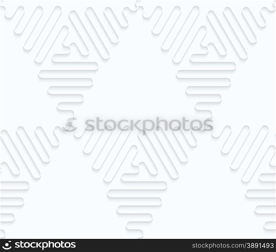 Seamless 3D background. White quilling paper. Realistic shadow and cut out of paper effect. Geometrical pattern.Quilling paper waves forming big triangles.