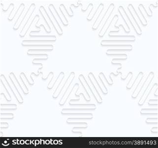 Seamless 3D background. White quilling paper. Realistic shadow and cut out of paper effect. Geometrical pattern.Quilling paper waves forming big triangles.