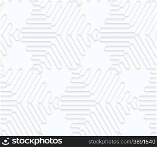 Seamless 3D background. White quilling paper. Realistic shadow and cut out of paper effect. Geometrical pattern.Quilling paper waves forming hexagons.