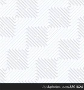 Seamless 3D background. White quilling paper. Realistic shadow and cut out of paper effect. Geometrical pattern.Quilling paper diagonally connected square spirals.