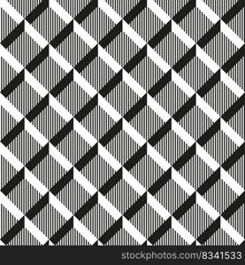 Seamless 3d grid pattern texture in black and white.