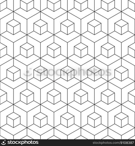 Seamless 3d wireframe cube structure pattern background
