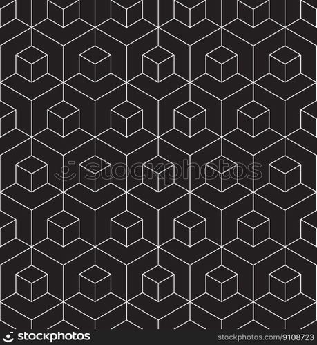 Seamless 3d wireframe cube structure pattern background
