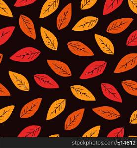 Seamless abstract autumn ackground with leaves. Vector background with red, orange and yellow falling autumn leaves.. Seamless abstract autumn background with leaves.Vector background