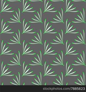 Seamless abstract background of 3d shapes with realistic shadow and cut out of paper effect. Modern 3D texture.Geometrical ornament with green perforated dill leaves.