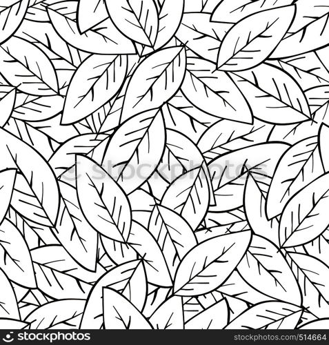 Seamless abstract background with leaves in black on white background. Vector background. Seamless abstract background with leaves in black on white background.