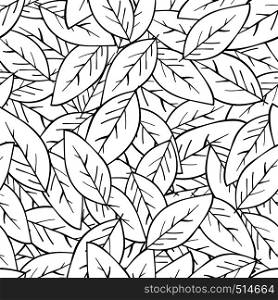 Seamless abstract background with leaves in black on white background. Vector background. Seamless abstract background with leaves in black on white background.