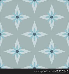 Seamless abstract blue and gray flowers vector pattern.
