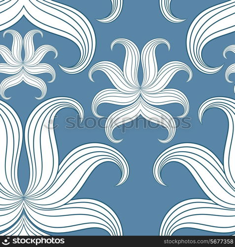 Seamless abstract floral pattern. Vector illustration. Blue Design pattern for wallpaper, background, textiles and screen saver.