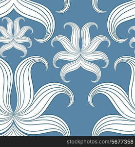 Seamless abstract floral pattern. Vector illustration. Blue Design pattern for wallpaper, background, textiles and screen saver.