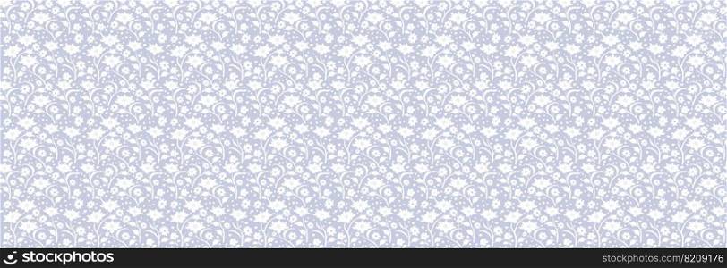 Seamless abstract flowers pattern oriental vintage background of small white flowers blossom. Small abstract spring flowers on purple background. Vintage decorative elements flowers design.