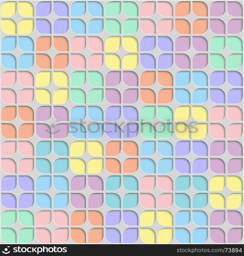 Seamless Abstract Geometric Leaf Pastel Pattern. 3d Easter Tile Surface. Frame Border Wallpaper. Elegant Repeating Vector Ornament in Pastel Shades