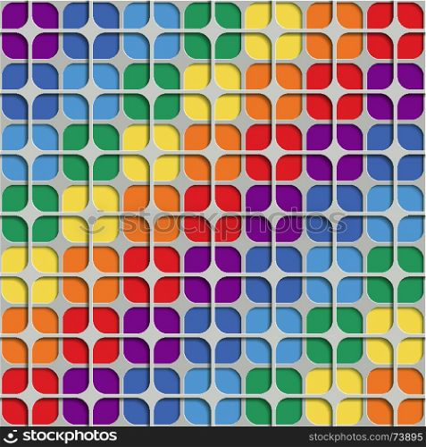 Seamless Abstract Geometric Leaf Rainbow Pattern. 3d Tile Surface. Frame Border Wallpaper. Elegant Repeating Vector Ornament