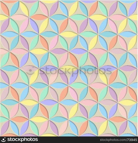 Seamless Abstract Geometric Pattern. 3d Easter Tile Surface. Frame Border Wallpaper. Elegant Repeating Vector Ornament in Pastel Shades