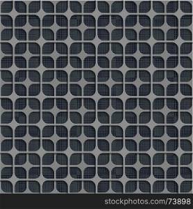 Seamless Abstract Geometric Pattern. 3d Gray Tile Surface With Black Dots Of Different Sizes On The Bottom Layer. Frame Border Wallpaper. Elegant Repeating Vector Ornament