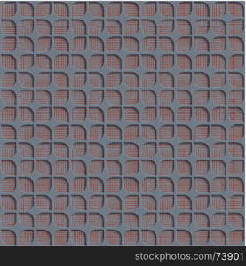 Seamless Abstract Geometric Pattern. 3d Gray Tile Surface With Red Dots Of Different Sizes On The Bottom Layer. Frame Border Wallpaper. Elegant Repeating Vector Ornament