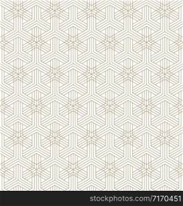 Seamless abstract geometric pattern based on Japanese ornament Kumiko.Golden silhouette with fine lines.. Seamless abstract pattern based on Japanese ornament Kumiko