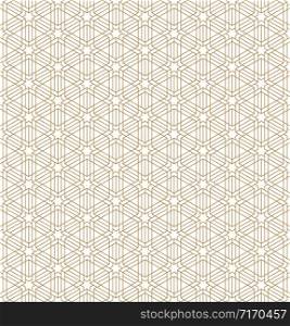 Seamless abstract geometric pattern based on Japanese ornament Kumiko.Golden silhouette with fine lines.. Seamless abstract pattern based on Japanese ornament Kumiko