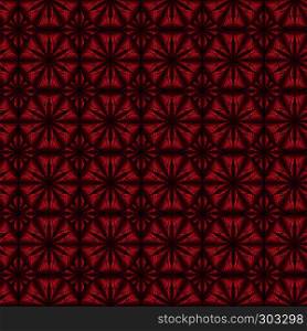 Seamless abstract geometric pattern with pseudo 3D visual effect in magenta hues, vector handmade