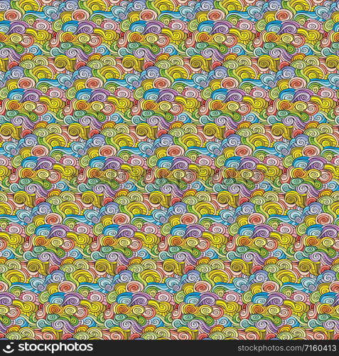 Seamless abstract hand-drawn pattern, waves or curls background. Vector illustration. Seamless abstract hand-drawn pattern