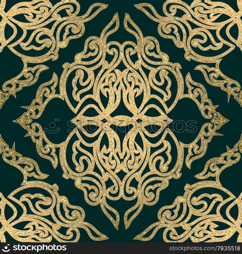 Seamless abstract medieval forged golden pattern.