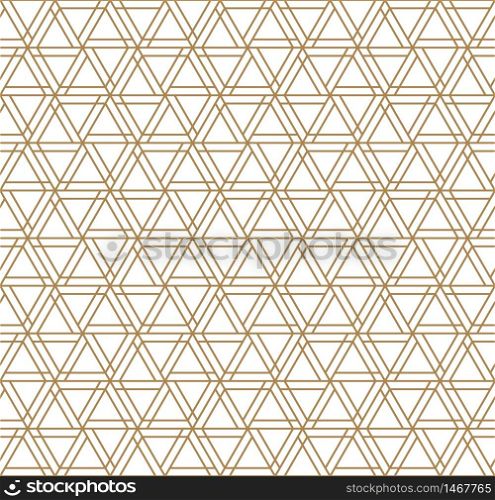 Seamless abstract patten based on japanese ornament kumiko .Silhouette with golden average lines.. Seamless abstract patten based on japanese ornament kumiko .Golden color lines.