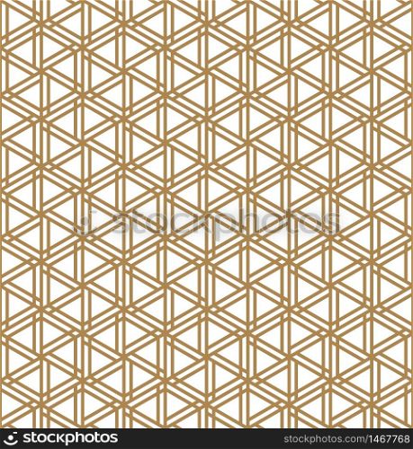 Seamless abstract patten based on japanese ornament kumiko .Silhouette with golden thick lines.. Seamless abstract patten based on japanese ornament kumiko .Golden color lines.
