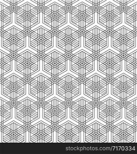 Seamless abstract pattern based on Japanese ornament Kumiko.Black and white silhouette with fine lines.. Seamless abstract pattern based on Japanese ornament Kumiko.Black and white.