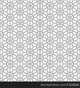 Seamless abstract pattern based on Japanese ornament Kumiko.Black color.Contoured lines.