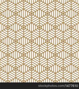 Seamless abstract pattern based on Japanese ornament Kumiko.Golden color.. Seamless abstract geometric pattern in golden color