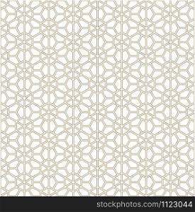 Seamless abstract pattern based on Japanese ornament Kumiko.Golden color.Contoured lines.