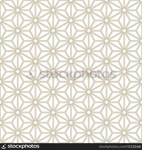 Seamless abstract pattern based on Japanese ornament Kumiko.Golden color.Contoured lines.. Seamless pattern based on Japanese ornament Kumiko