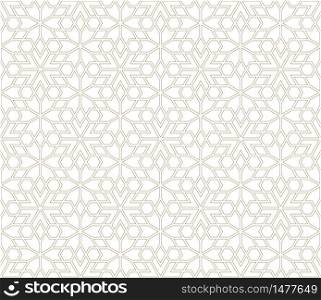 Seamless abstract pattern based on Japanese ornament Kumiko.Golden color.Contoured lines.. Seamless pattern based on Japanese ornament Kumiko