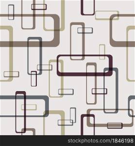 Seamless abstract pattern of colored intersecting contour rectangles. Vector illustration for textures, textiles, simple backgrounds, covers and banners. Flat style