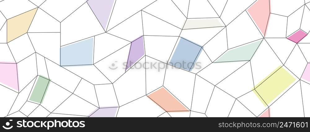 Seamless abstract pattern of connecting lines with colored shapes. Illustration for texture, textiles, banners, simple backgrounds and creative design. Vector design