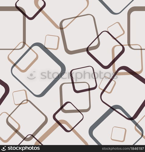 Seamless abstract pattern of contour intersecting squares. Vector illustration for textures, textiles, simple backgrounds, covers and banners. Flat style